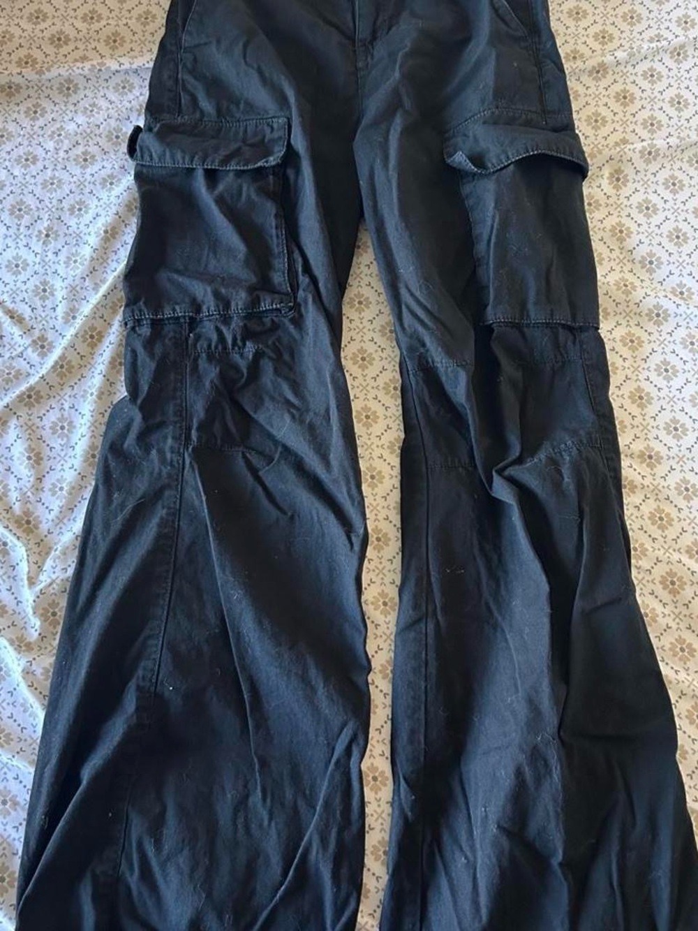 H&M Black Women's Cargo Joggers with Flap Pockets
